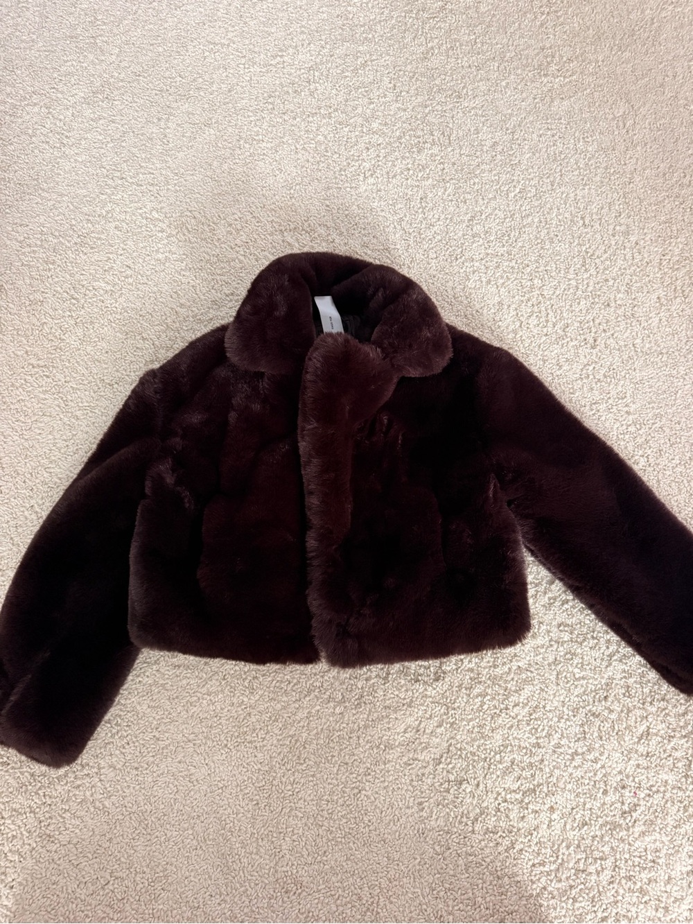 Blank NYC Faux Fur Womens Cropped Jacket - Deep Burgundy/Brown NWT!
